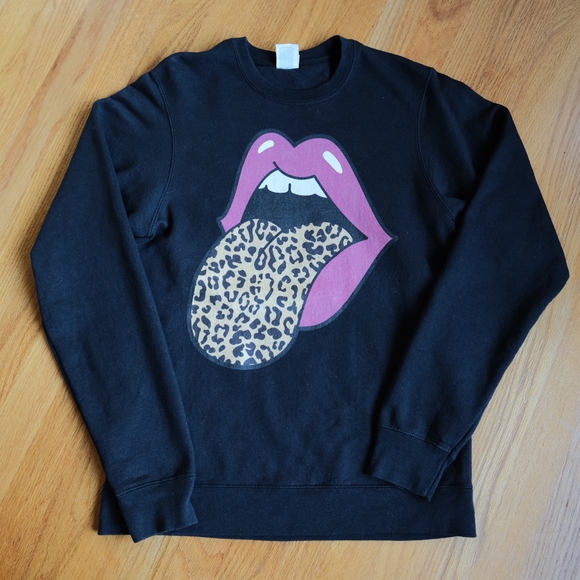 Port & Co. Rolling Stones Gold Leopard Tongue Sweatshirt, Size S - Picture 1 of 4
